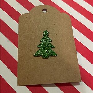Glittery Green Christmas Tree Tag, Bundle of 40